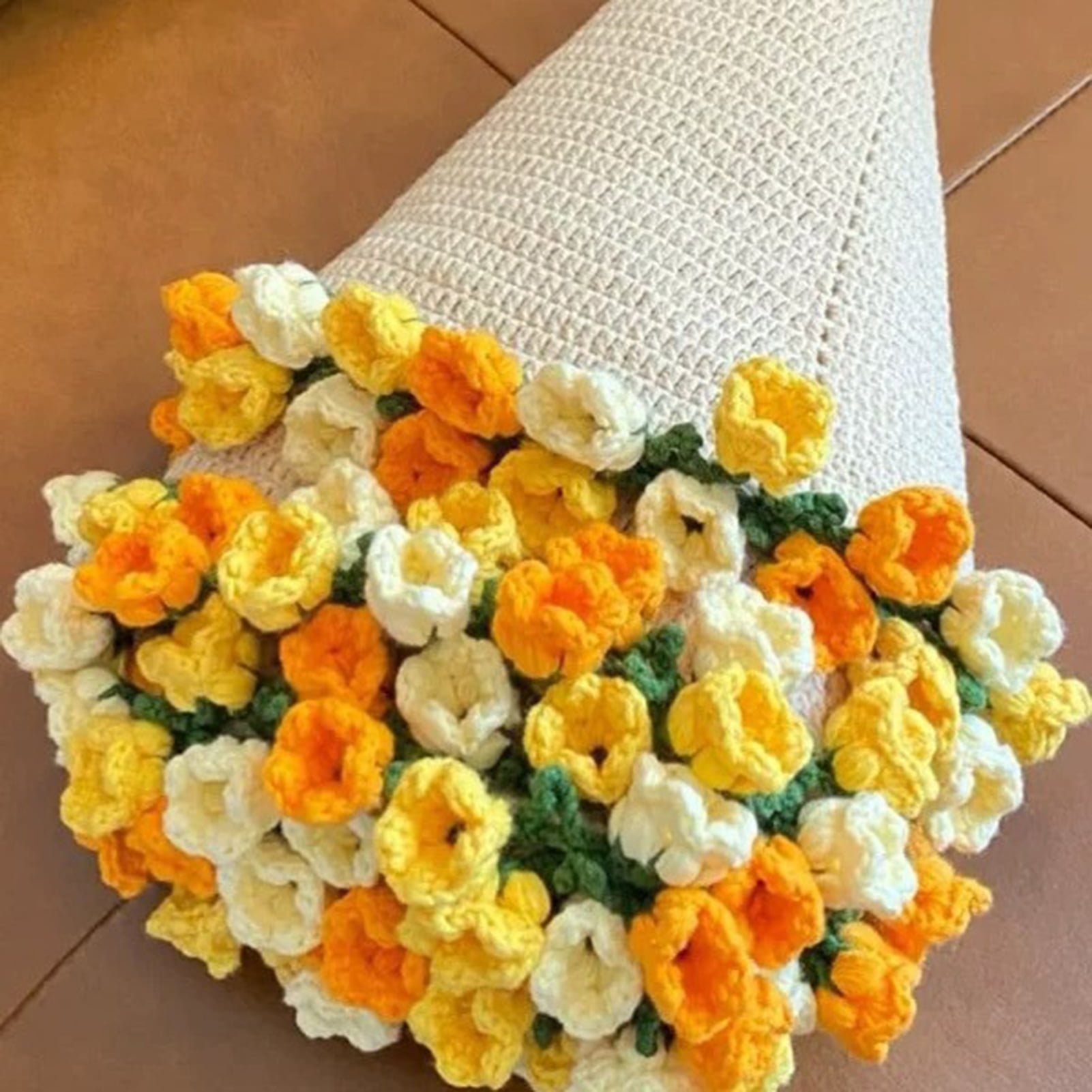 ZenCart DIY Crochet Flowers Blanket Rose Bouquet Blanket Crocheting Kit Bouquet Throw Blanket Craft Kit for Mother's Day Birthday Gift Home Decor