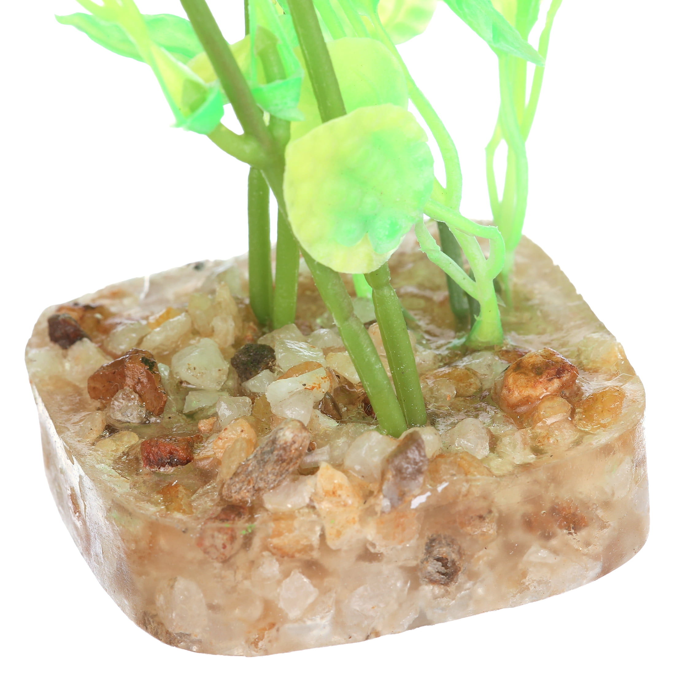 GloFish Plant Aquarium Décor, Green and Yellow Medium, Fluorescent Under Blue LED Light