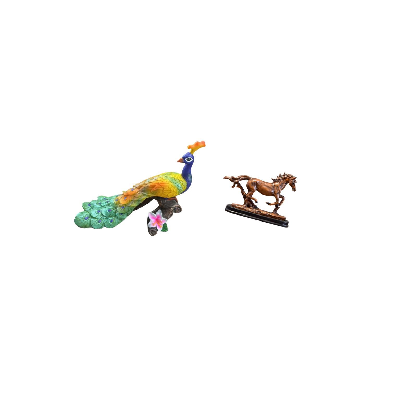 CarpNettore Peacock Sculpture Figurine Decorative Garden Ornament Crafts Statue for Home Decoration Yard Artwork Collectible Art Ornament Horse for Desk Decoration Bookcase Living Room