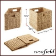 thumbnail image 7 of Casafield 10.5" x 10.5" Water Hyacinth Storage Baskets, Natural - Set of 4 Collapsible Cube Organizers, Woven Bins for Bathroom, Bedroom, Laundry, Pantry, Shelves, 7 of 7