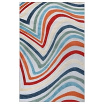 BNM Wave Coastal Striped Indoor Outdoor Area Rug, 4' x 6', Multicolor