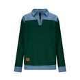thumbnail image 4 of Enjoytime Long Sleeve Blouses for Women Solid Color Lapel Denim Patchwork Tops Spring Fashion Lightweight Casual Shirts Green M, 4 of 8