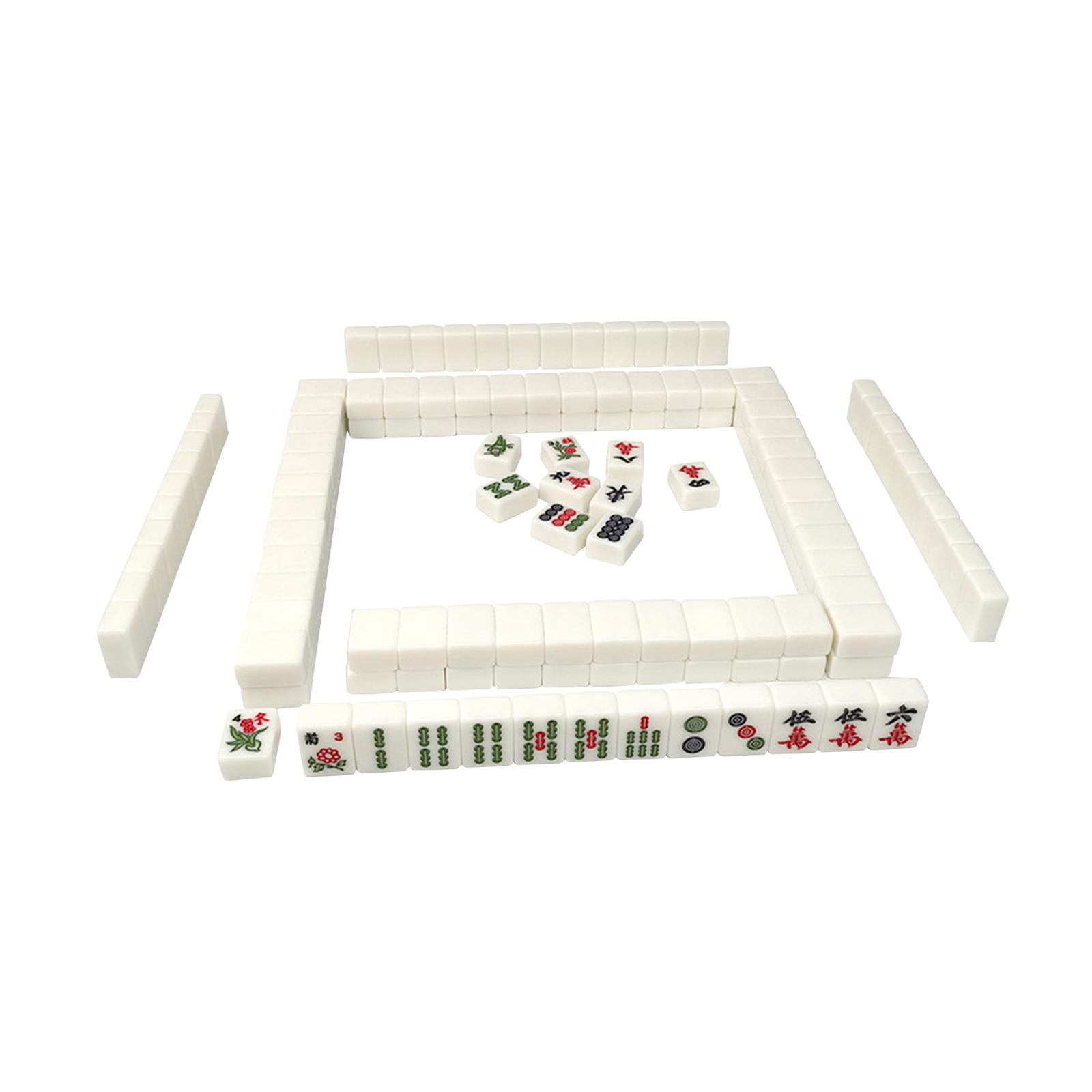 LeeQinersw 144x Chinese Version Game Set Leisure Time Chinese Style Game Mini Mahjong Tiles White