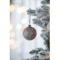 thumbnail image 3 of A&B Home Set of 6 Grey Glass Orb Hanging Ornaments with Glittered Botanical Art 3.9" x 3.9" x 3.9", 3 of 7