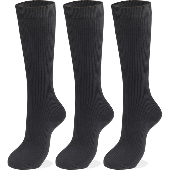 CAILDANL Women's Soft Combed Cotton Knee High Long Socks Seamless Toe Black White Gray Navy Blue