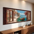 thumbnail image 2 of Lake Boat Window Canvas Wall Art - Nature Scenery Coastal Pictures Landscape Canvas Prints, Horizontal Modern Painting Artwork for Living Room Bedroom, 2 of 7