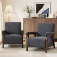thumbnail image 5 of Ebello Overstuffed Upholstered Armchair, Short Plush Accent Chair with Thick Cushion, Padded Armrests and Solid Wood Frame for Living Room & Bedroom, Dark Gray, 5 of 10