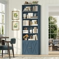 thumbnail image 3 of Hiphuta 81.5" Tall Bookcase with Doors, 5-Tier Bookshelves with Storage, 23.6"W Display Shelf with 2 Doors for Home Office, Living Room, Blue, 3 of 7