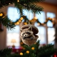 thumbnail image 2 of Pine Cone Animal Ornament, Woodland Acorn Forest Animal for Christmas Tree Decoration, 2D Acrylic Sleeping Animals Decor for Holiday Keepsake Gifts (3, Brown Raccoon), 2 of 5