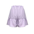 thumbnail image 6 of BiZtdJrK Casual Shorts for Women Ruffle Button Elastic Waisted Wide Leg Shorts Summer Beach Shorts on sale clearance items Purple XXL, 6 of 8