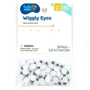 Hello Hobby Small Black and White Plastic Wiggly Eyes, 80-Pack