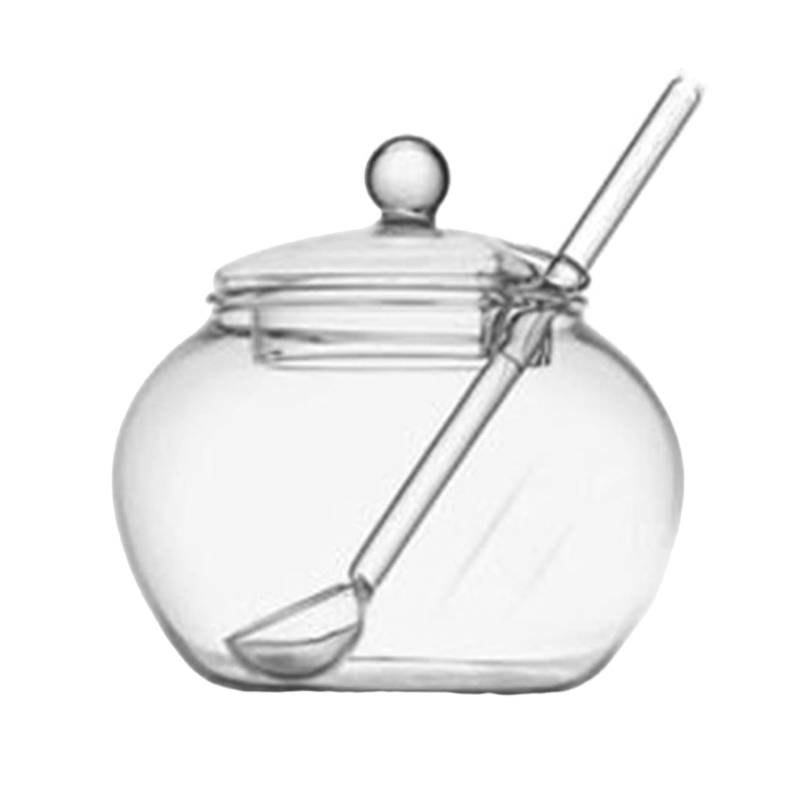 Ceramic Pure Color Sugar Bowl Spice Jar Storage Jar Seasoning Pot with Lid Spoon 