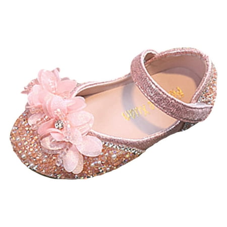 

Beach Sandals For Girl Child Kids Flat Shoes Fashion New Pattern Cute Flower Decoration Versatile Low Heel Shoes Hook Loop Comfortable Shoes Leatherette Glitter Sandals Fashion Style