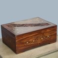 thumbnail image 2 of Natural Geo Handmade Rosewood Carved Wooden Decorative Box with Key, 2 of 4