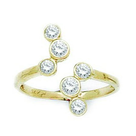 14k Yellow Gold Cubic Zirconia Top Adjustable Fancy Triple Stone Body Jewelry Toe Ring