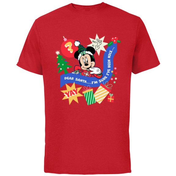 Disney Minnie Mouse Christmas Holiday Santa I’ve Been Nice - Short Sleeve Cotton T-Shirt for Adults - Customized-Red