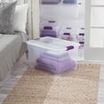 thumbnail image 3 of Sterilite 62 Liter ClearView™ Latch Box, Clear Plastic Storage Bin with Lid and Purple Latch, 6 Pk, 3 of 9