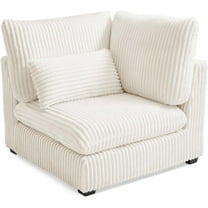 CHIC HOUSE Module for Modular Oversized Couch,Corduroy Customizable Chaise,Chenille Fabric Ottoman for Sectional Sofa,Upholstered Convertible Seater Corner (Corner,Plush Corduroy-White)