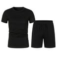 thumbnail image 2 of Weiqiqre Ensemble 2 Pcs pour Homme, T-Shirt à Manches Courtes à Col Ras du Cou avec Lettres et Short à Cordon, Survêtement, 2 of 6