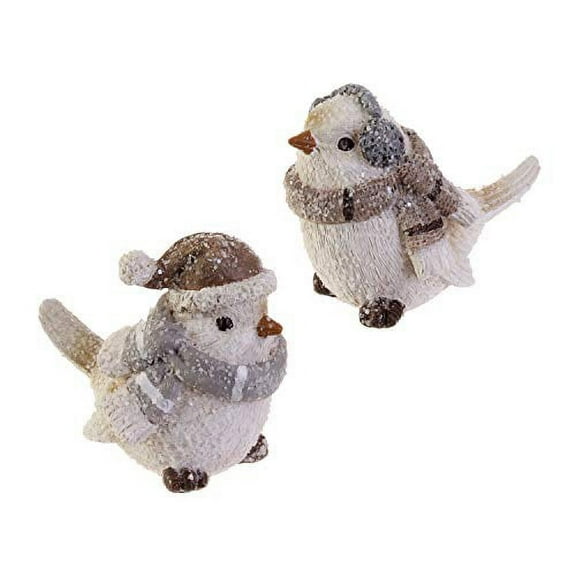 Raz Imports Wintry White Resin Bird Figurines, Set of 2 Assorted