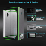 ALPHAGROW 2-Piece Grow Tent System, 24 x 24 x 48 in, with Twin Doors and LED Grow Light, Fan Not Included
