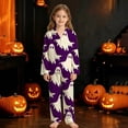 thumbnail image 2 of HAYIMI Child Girls Halloween Print Pajama Sleepwear Loungewear 2 Piece Long Sleeve Lapel Button Down Shirt and Pants Trendy Nightwear, 2 of 4
