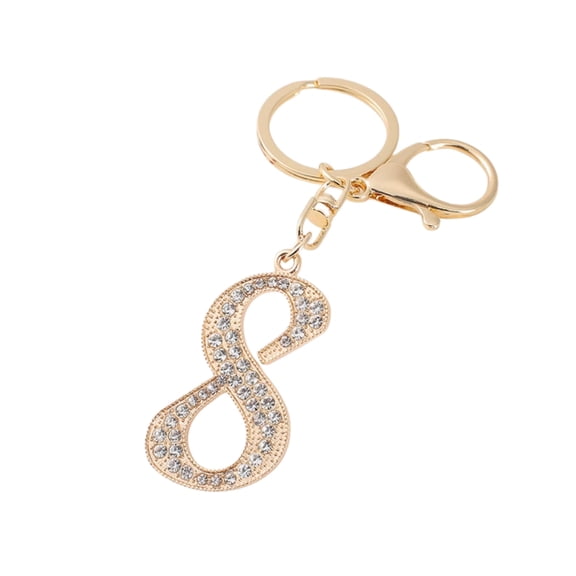 Gierzijia Alloy Rhinestones Number Keychain for Women, 0-9 Number Key Ring Accessories Bag Charms