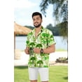 thumbnail image 2 of LA LEELA Men's Hawaiian Shirts Short Sleeve Button Down Shirt Men's Casual Shirts Vacation Tropical Beach Summer Shirts for Men Funny L Allover Trees, Autumn Green, 2 of 5
