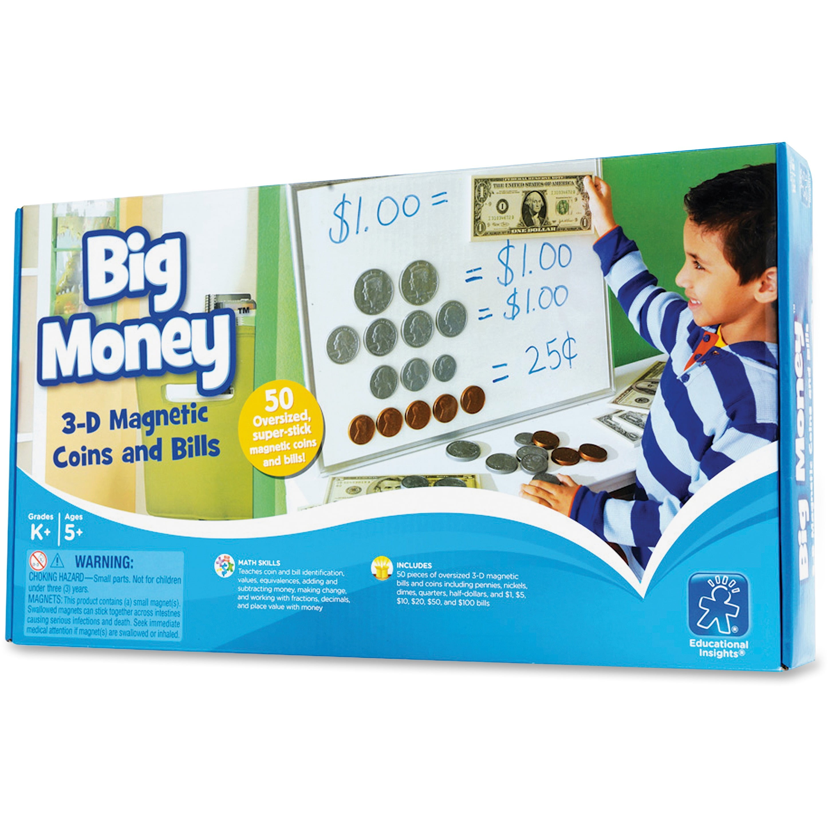 PLAY MONEY COINS & BILLS WITH TRAY BY EDUCATIONAL INSIGHTS NEW IN PACK  AGES 5+ 