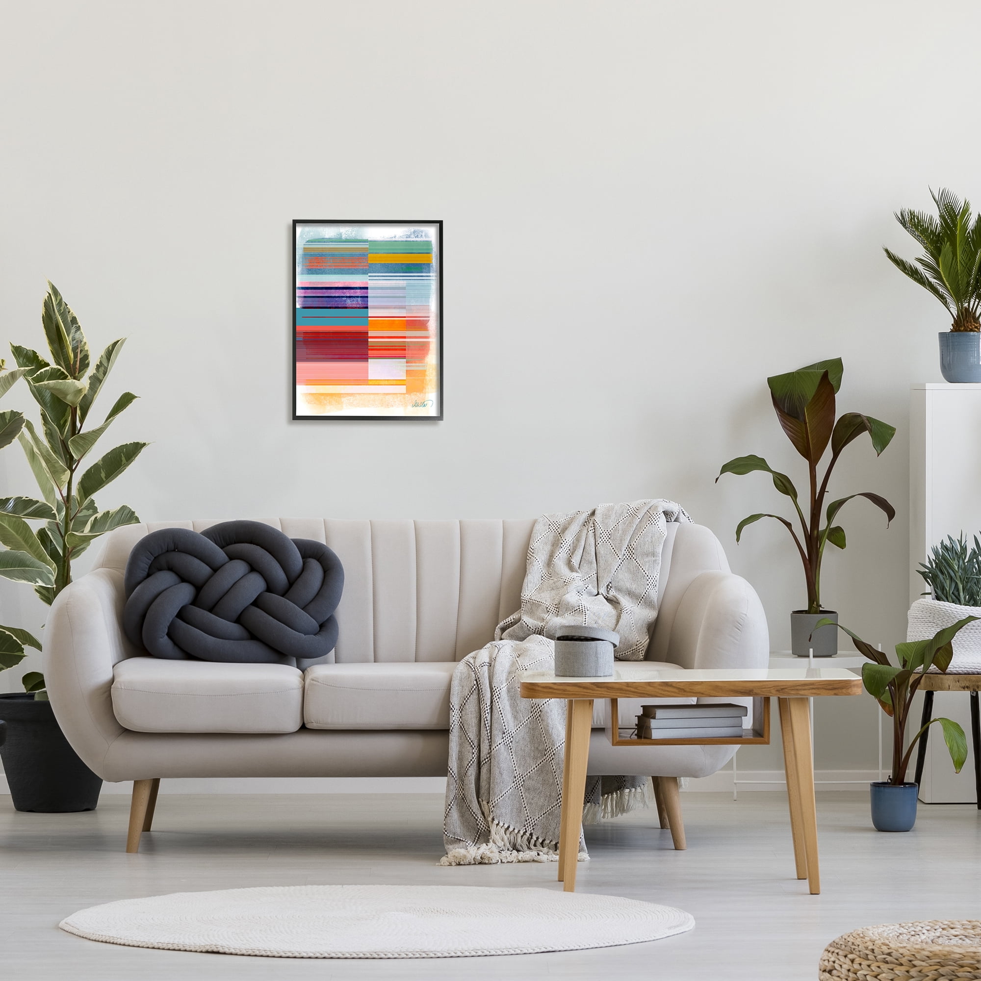Stupell Industries Patterned Rainbow Abstract Abstract Painting Black Framed Art Print Wall Art, 16 x 20