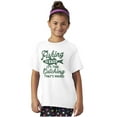 thumbnail image 3 of Angler Fishing Humor Easy Hard Catch Crewneck T Shirts Boy Girl Teen Brisco Brands M, 3 of 6