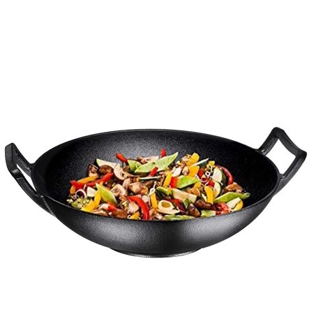 Bruntmor Pre-Seasoned Cast Iron Wok Black  