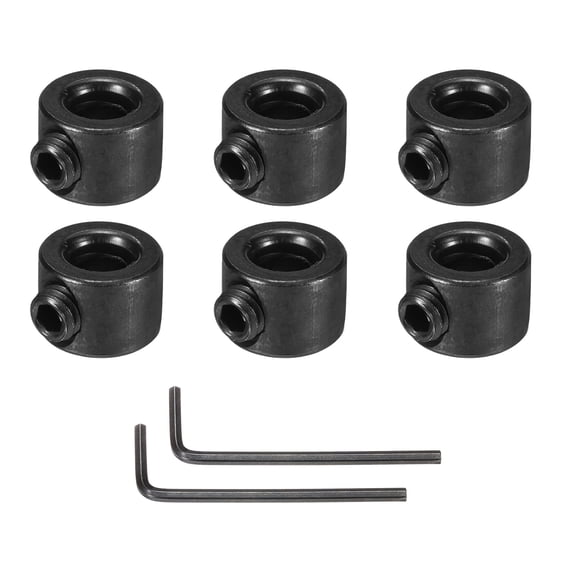 Bore 5 mm Shaft Collar 11 mm OD 8 mm Thickness with Set Screw & 2 Wrench for Machine Tools(Black, Pack of 6)