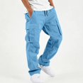 thumbnail image 2 of HAOTAGS Boys Cargo Pants with Pockets, Elastic Waist Solid Color Casual Sweatpants Blue Size 14, 2 of 8