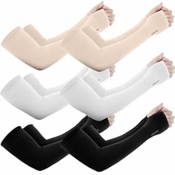 GOUNOD 6 Pairs Long Arm Sleeve with Thumb Hole, UV Sleeves for Women Men, Tattoo Sleeves to Cover Arms,Fishing Running Basketball Cooling Sleeves