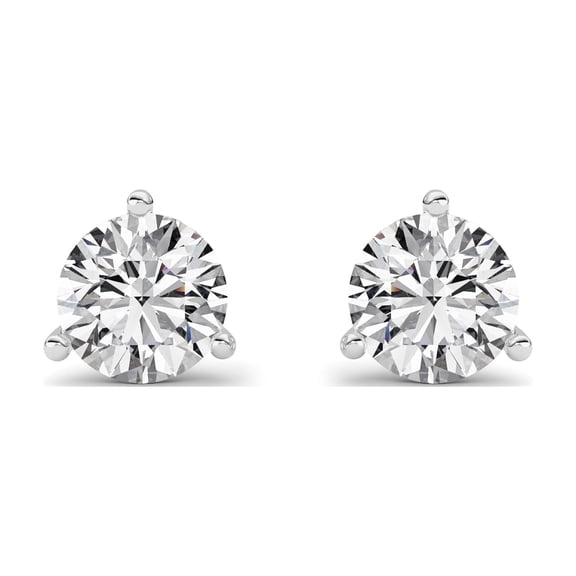 Fireborn Three Prong Martini G-Color Diamond Stud Earrings, 0.75 CTTW, 14K White Gold