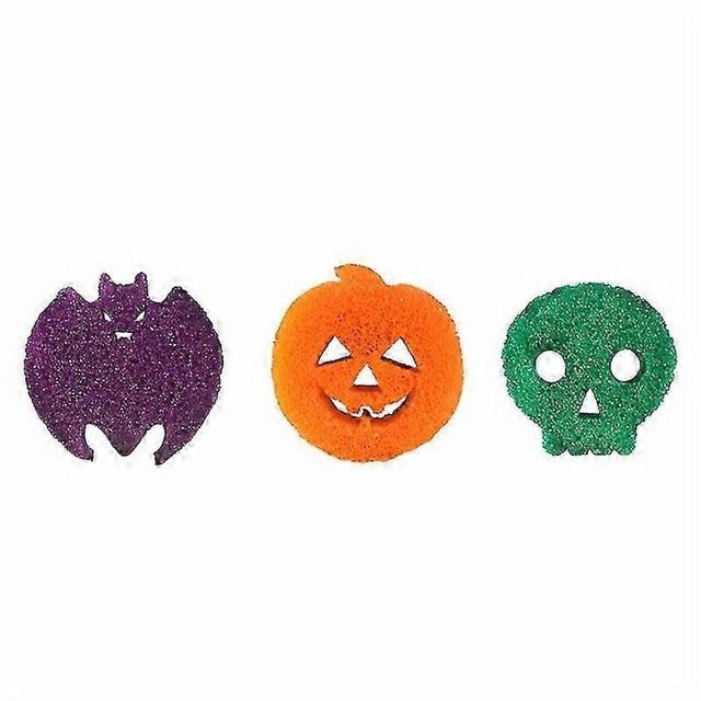 3pcs Halloween Pumpkin Sponges - Magic Temperature Sensitive, Multipurpose Cleaning, Kitchen, Dishwashing, Pot, Bathroom, Soft Bristle Brush, Unique H
