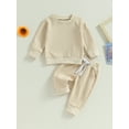 thumbnail image 2 of Bagilaanoe 2PCS Toddler Baby Girl Boy Long Pants Set Long Sleeve Sweatshirt Pullover Tops + Drawstring Sweatpants 6M 12M 18M 24M 3T Kids Casual Sweatsuits, 2 of 8