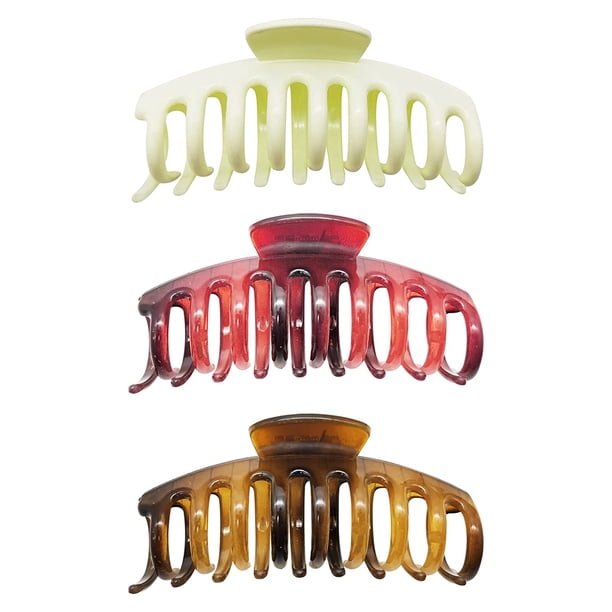 Garra para el cabello, Clips Accesorios para el cabello para mujeres Clip para el cabello grande de sujeción fuerte (grande, negro mate + naranja + púrpura) -Mix L Adepaton CZMR-XM1-8
