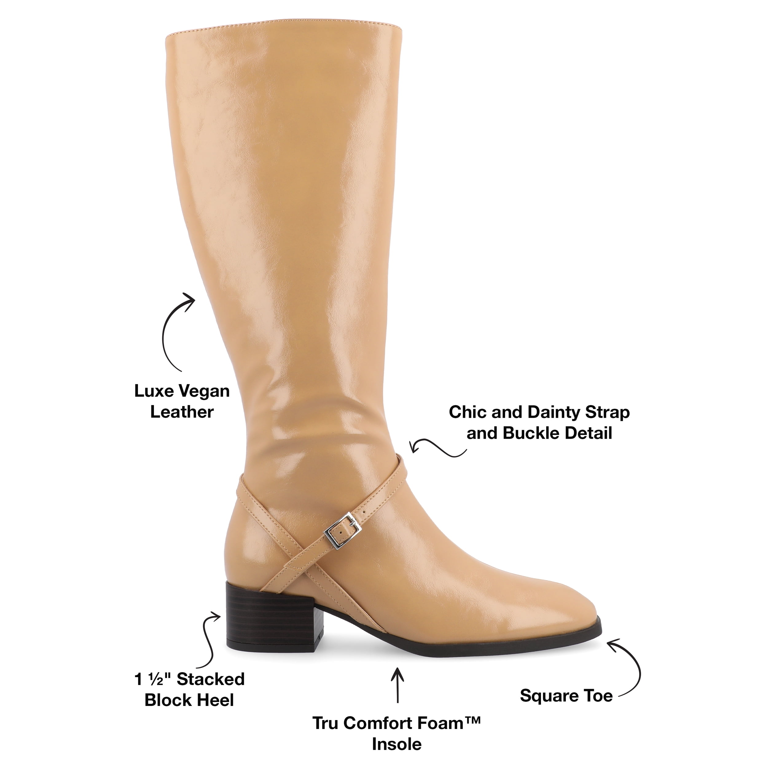 Journee Womens Rhianah Stacked Block Heel Square Toe Boots