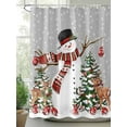 thumbnail image 2 of nqOlkjepod Grey Snowman Christmas Shower Curtain, Waterproof Shower Curtains for Bathroom, Xmas Tree Ball Snowflake Winter Elk Washable Bathtub Curtain Set Bath Decor with 12 Hooks Stall 36"x72", 2 of 6