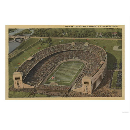 Columbus, Ohio - Ohio State University Stadium from Air Print Wall Art By Lantern