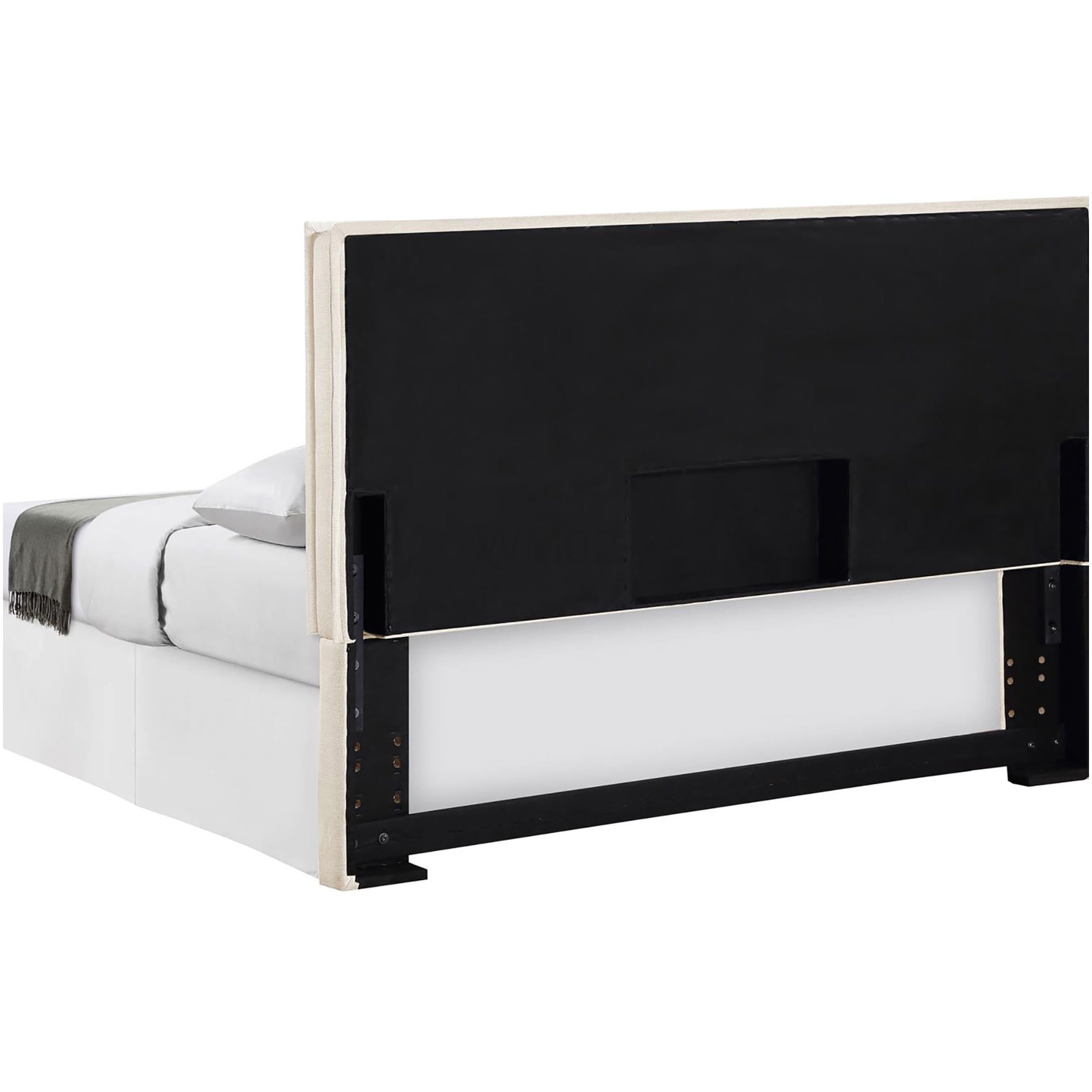 Upholstered Queen Headboard with Flange Stitching, Soft Fabric Bed Headboard for Master Bedroom