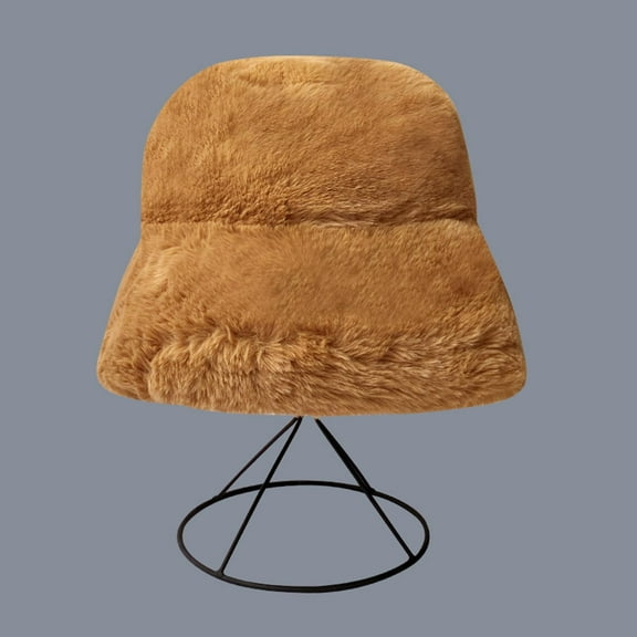 absanyy Faux Fur Bucket Hat for Women - Gold, Free Size, Warm Winter Cold Weather Hat, Trendy Streetwear