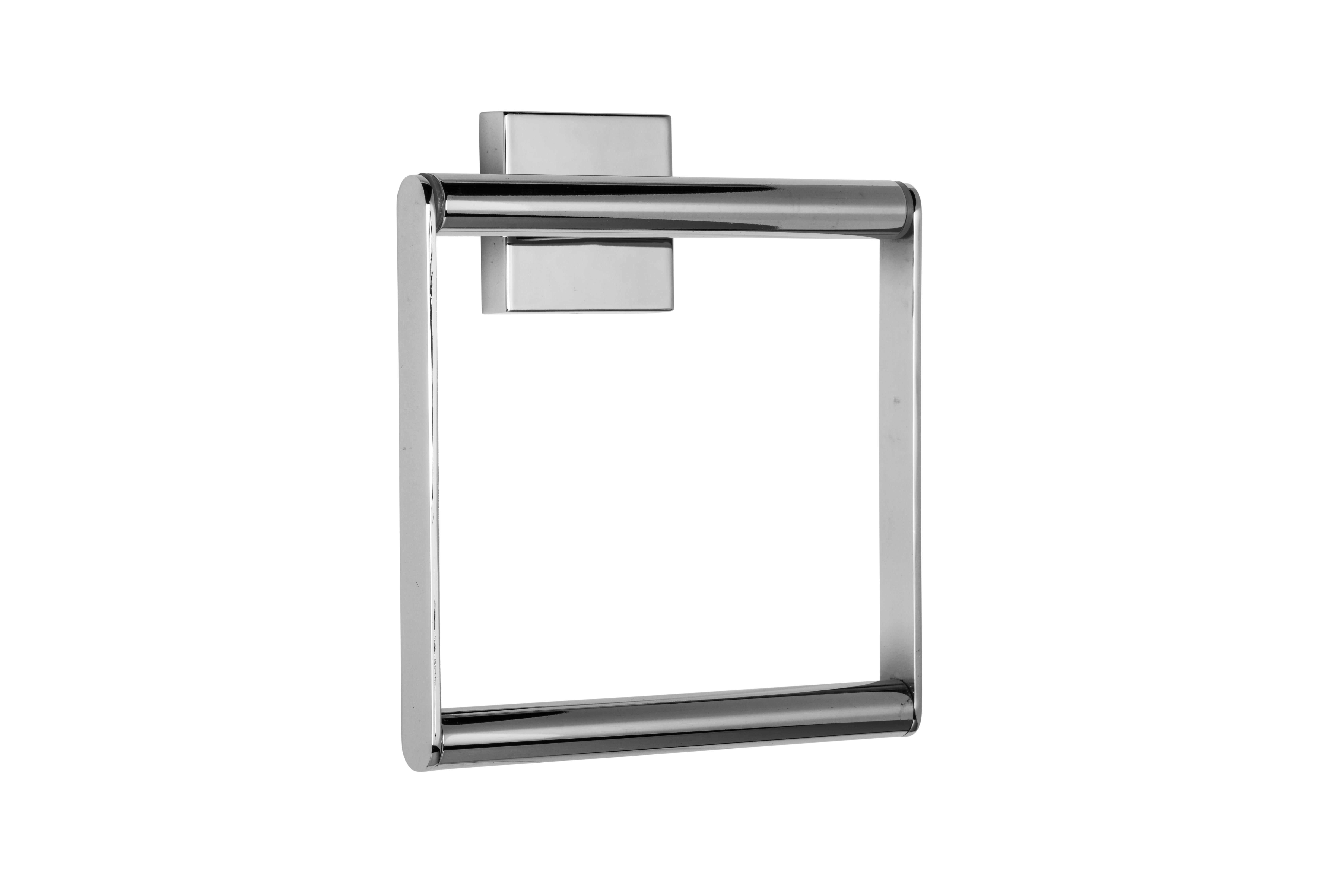 Croydex Chester Flexi-Fix Screw or Glue Square Modern Towel Ring in Chrome (6x6.6in)