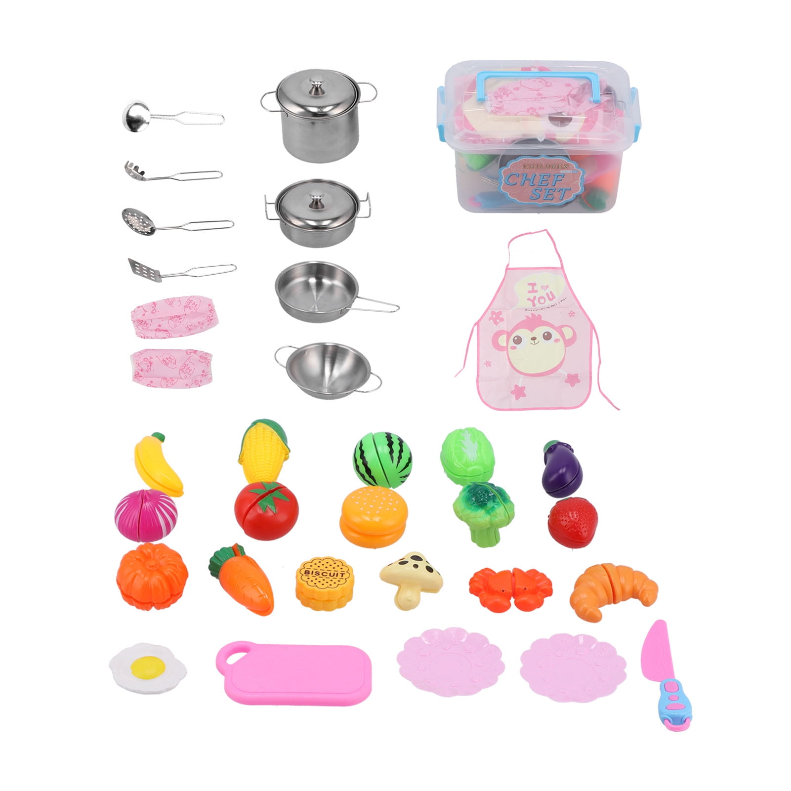 Play Cooking Set, Kitchen Pretend Play Toys Educational  Funny with Storage Container for Kitchen Toy for Cooking Learning Gift for Children for Kids