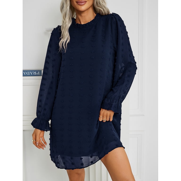 knee length dresses for ladies Coolibah Long Sleeve Mini Dress Navy main image 0