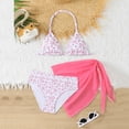 thumbnail image 5 of Lullu Girls Floral Halter Bikini Swimsuit with Cover up Bathing Suit, 3-Piece, Sizes 7-12, 5 of 8