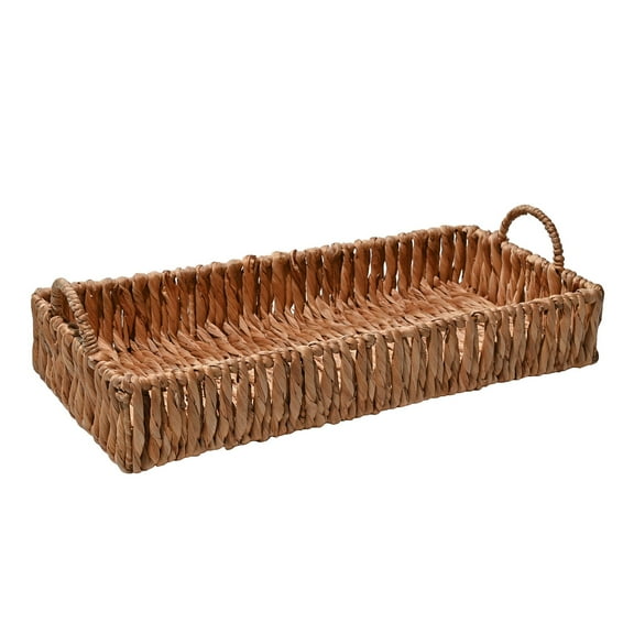 happimess TRY1002A Anika 22.44" Traditional Southwestern Hand-Woven Abaca Tray with Handles, Natural