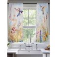 thumbnail image 3 of Sheer Curtains 63 Inches Long, Spring Hummingbird Floral Light Filtering Window Curtains for Living Room, Farmhouse Flower Botanical Rod Pocket Voile Sheer Curtain Drapes, 52"W x 63"L, 2 Panels, 3 of 8